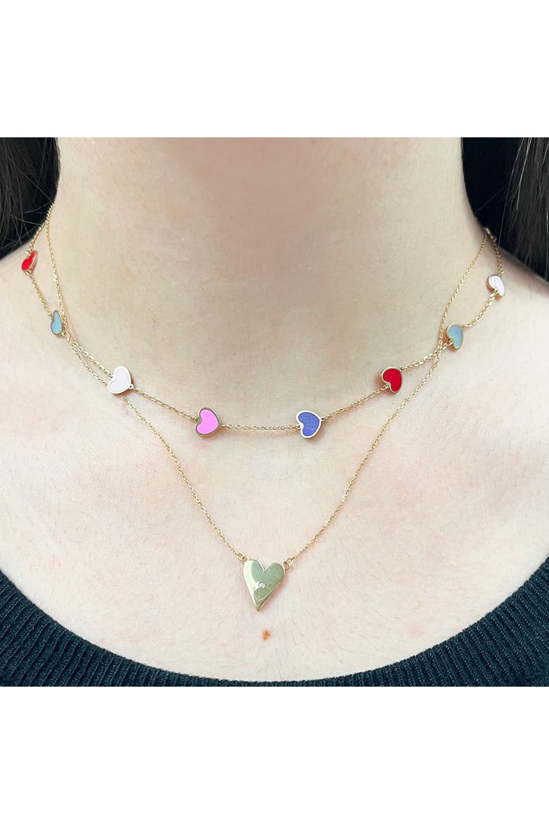 Multicolored Mixed Heart Station Necklace, Alternate, color, Multicolored