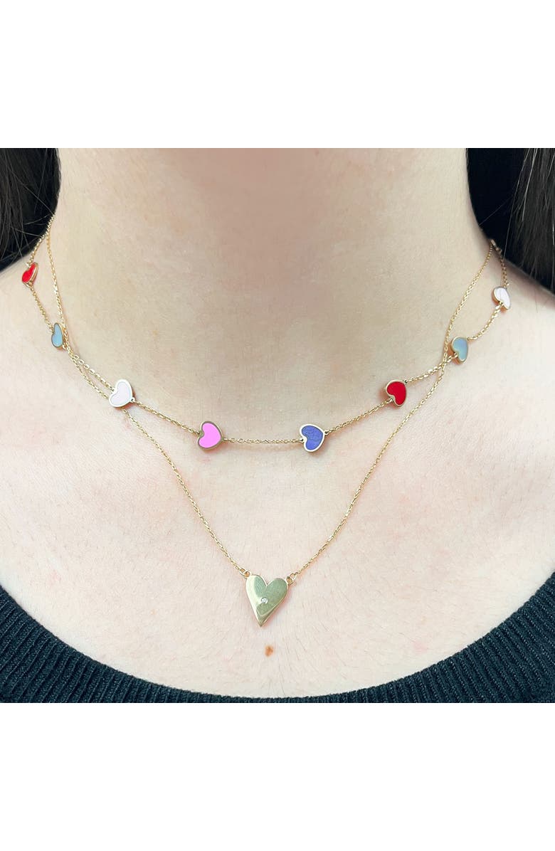 The Lovery Fine Jewelry Multicolored Mixed Heart Station Necklace, Alternate, color, Multicolored