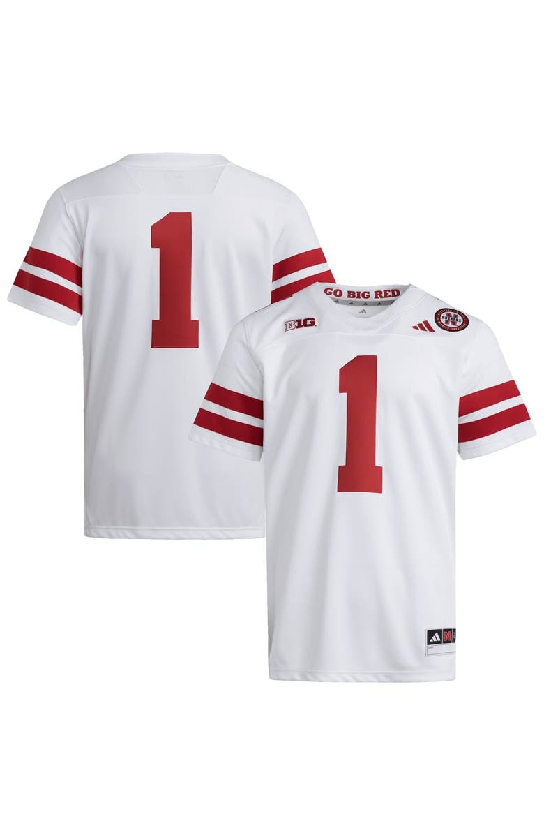 adidas Men's adidas #1 White Nebraska Huskers Premier Jersey, Main, color, White