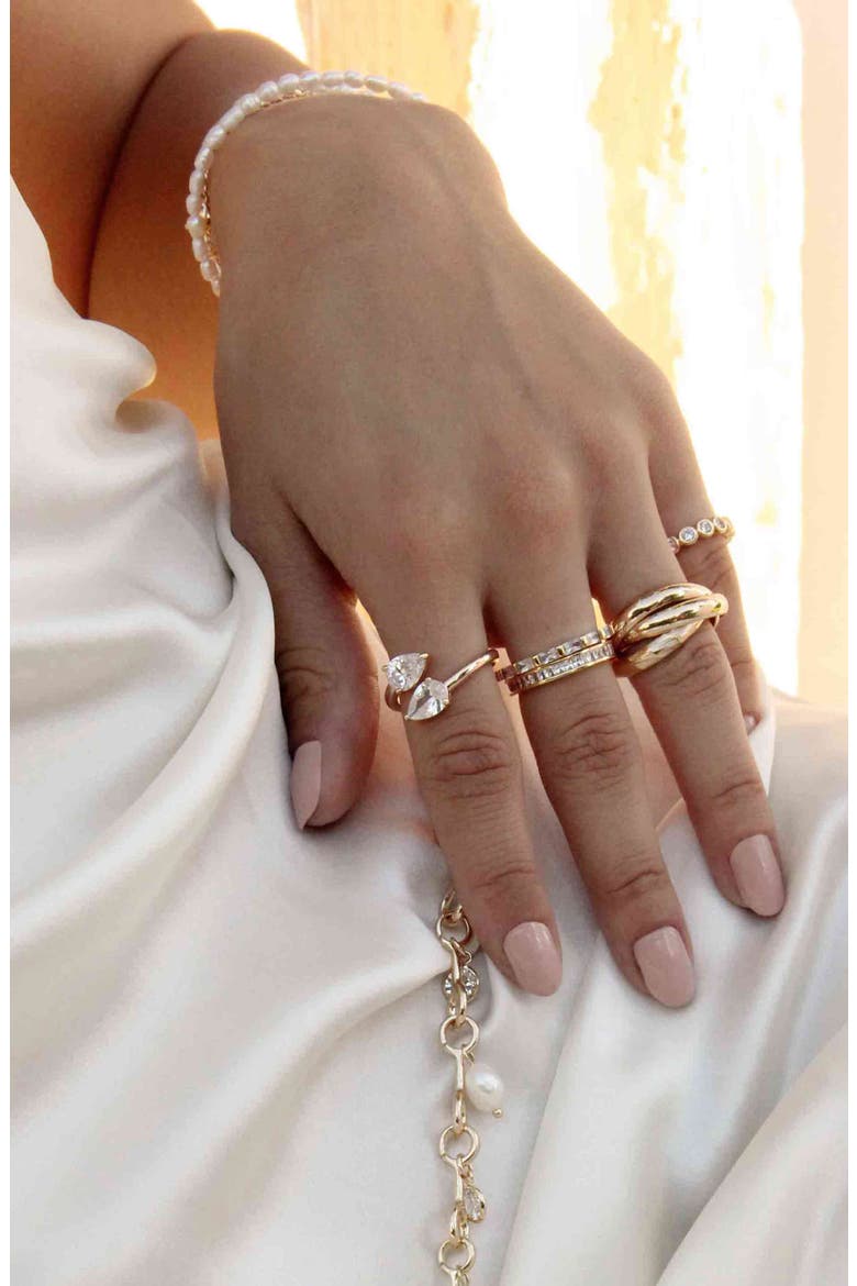 Etikka Crystal Teardrop Wrap Ring, Alternate, color, GOLD