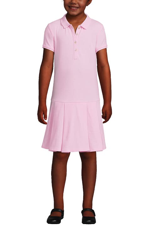 School Uniform Girls Short Sleeve Mesh Pleated Polo Dress