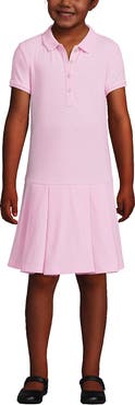 Lands' End School Uniform Girls Short Sleeve Mesh Pleated Polo Dress