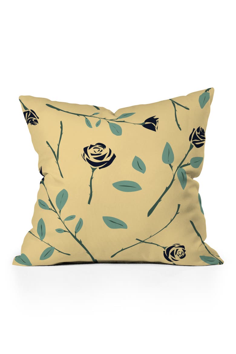 Dark Forest Roses Accent Pillow, Main, color, GREEN