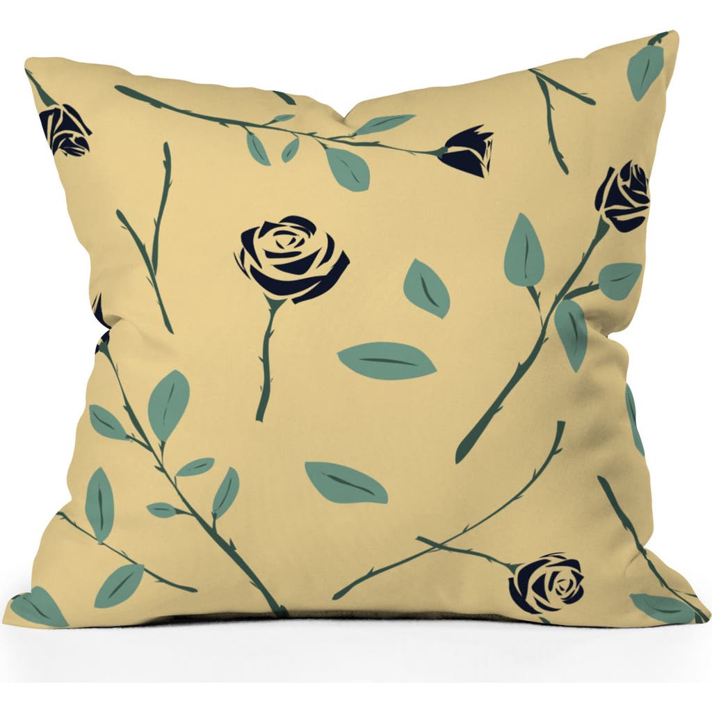 Deny Designs Dark Forest Roses Accent Pillow In Green