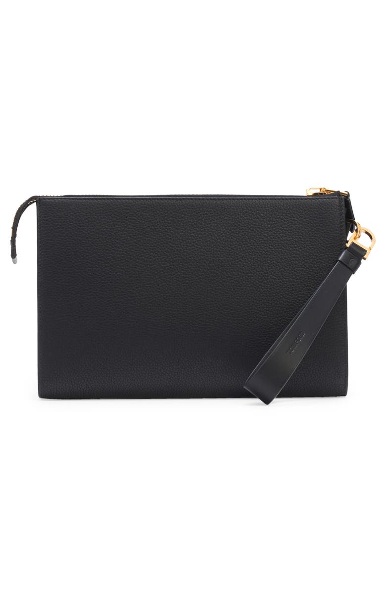 TOM FORD Mini Grained Leather Zip Pouch, Alternate, color,
