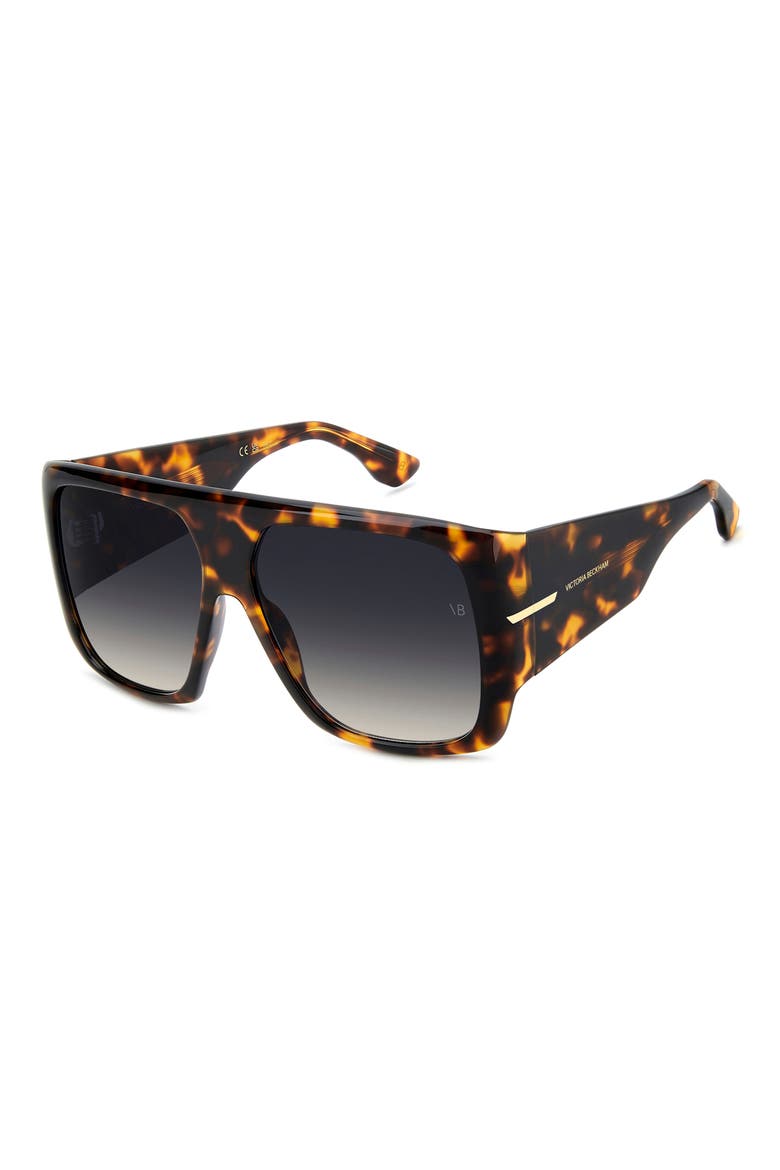 60mm Flat Top Sunglasses, Alternate, color, BROWN HAVANA/ DK BLUE SF