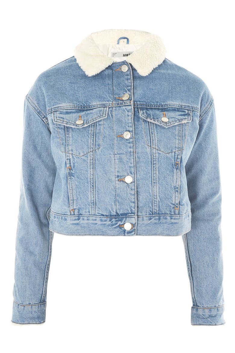 Tilda Borg Denim Jacket, Alternate, color, MID DENIM