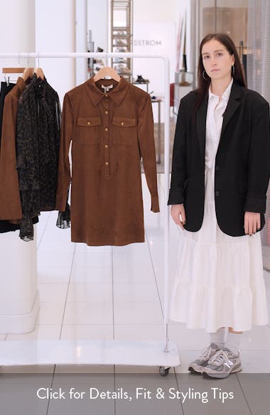 Maria Long Sleeve Faux Suede Shirtdress (Women) | Nordstromrack