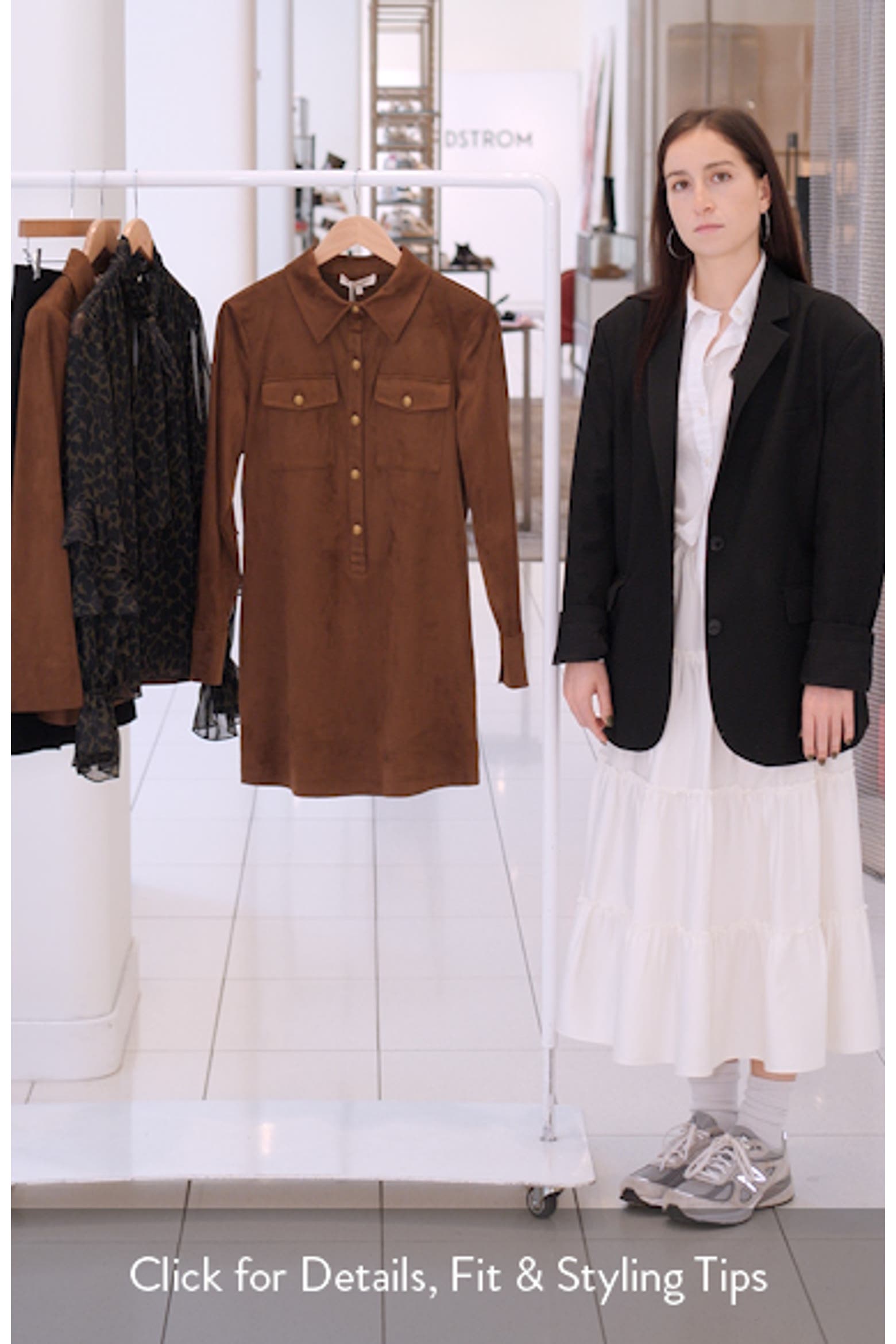 Maria Long Sleeve Faux Suede Shirtdress (Women) | Nordstromrack