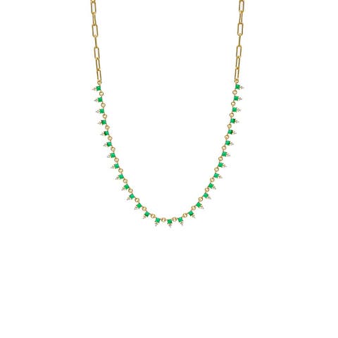 Colored Double CZ Tennis Paperclip Necklace