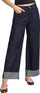 Good American High Waist Cuffed Baggy Wide Leg Jeans