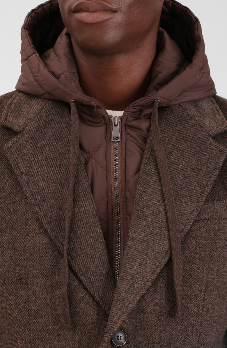 Bagatelle Wool Blend Blazer with Quilted Hooded Bib, Alternate, color, Brindle