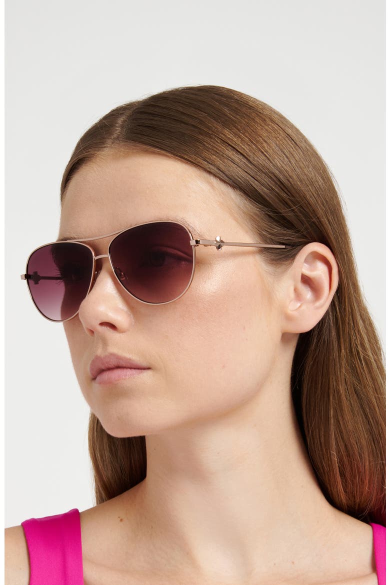 melly 60mm gradient pilot sunglasses, Alternate, color, ROSE GOLD/ PINK DS