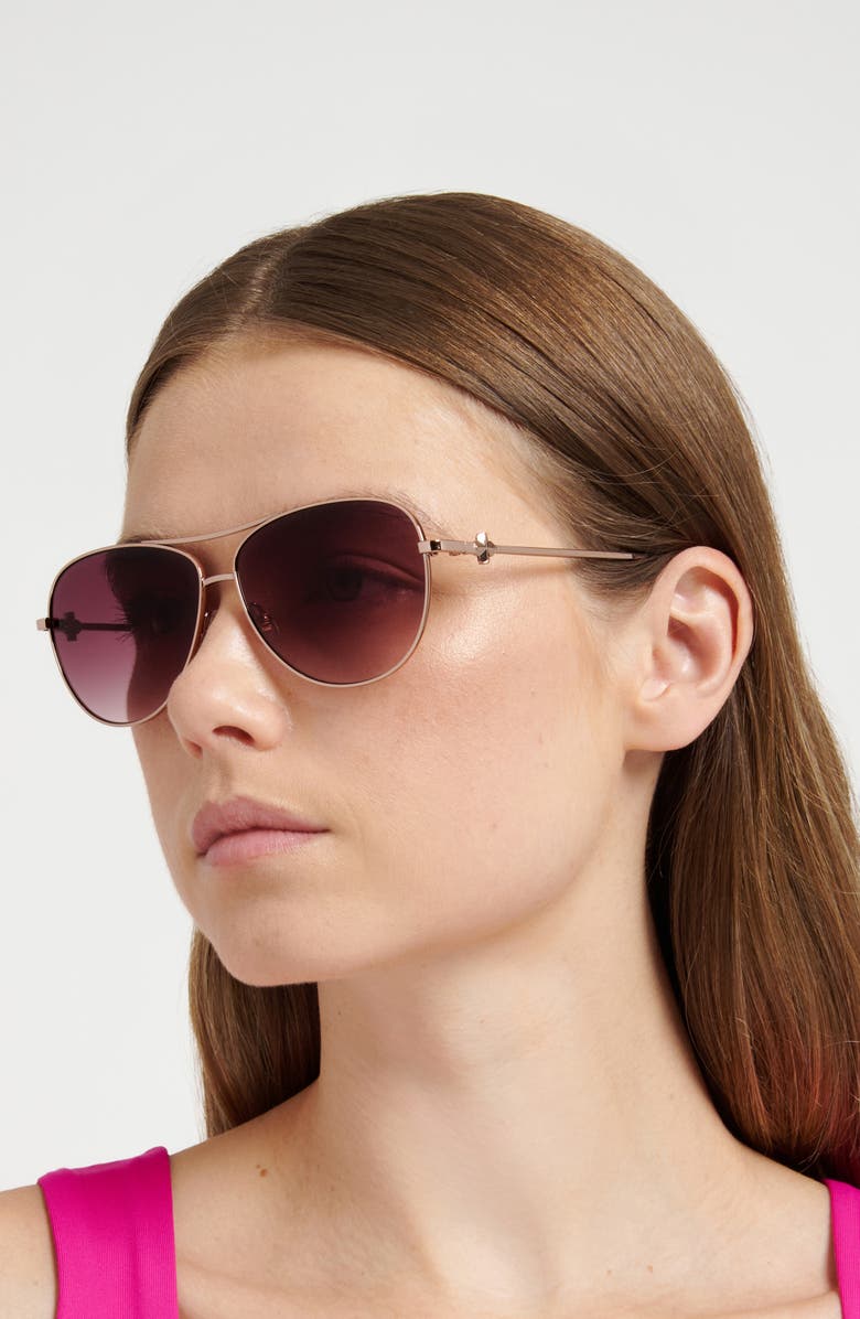 Kate Spade New York melly 60mm gradient pilot sunglasses, Alternate, color, Rose Gold/ Pink Ds