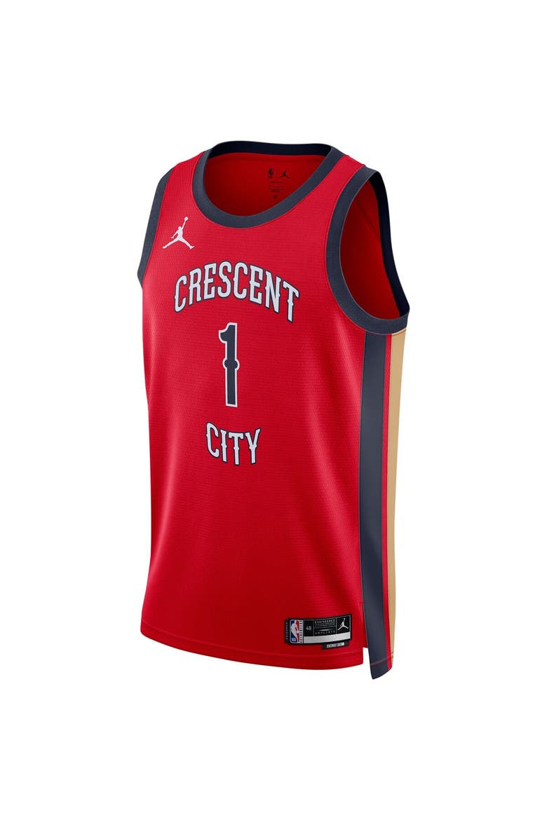 Unisex Jordan Brand Zion Williamson Red New Orleans Pelicans Swingman Jersey - Statement Edition, Alternate, color, Red