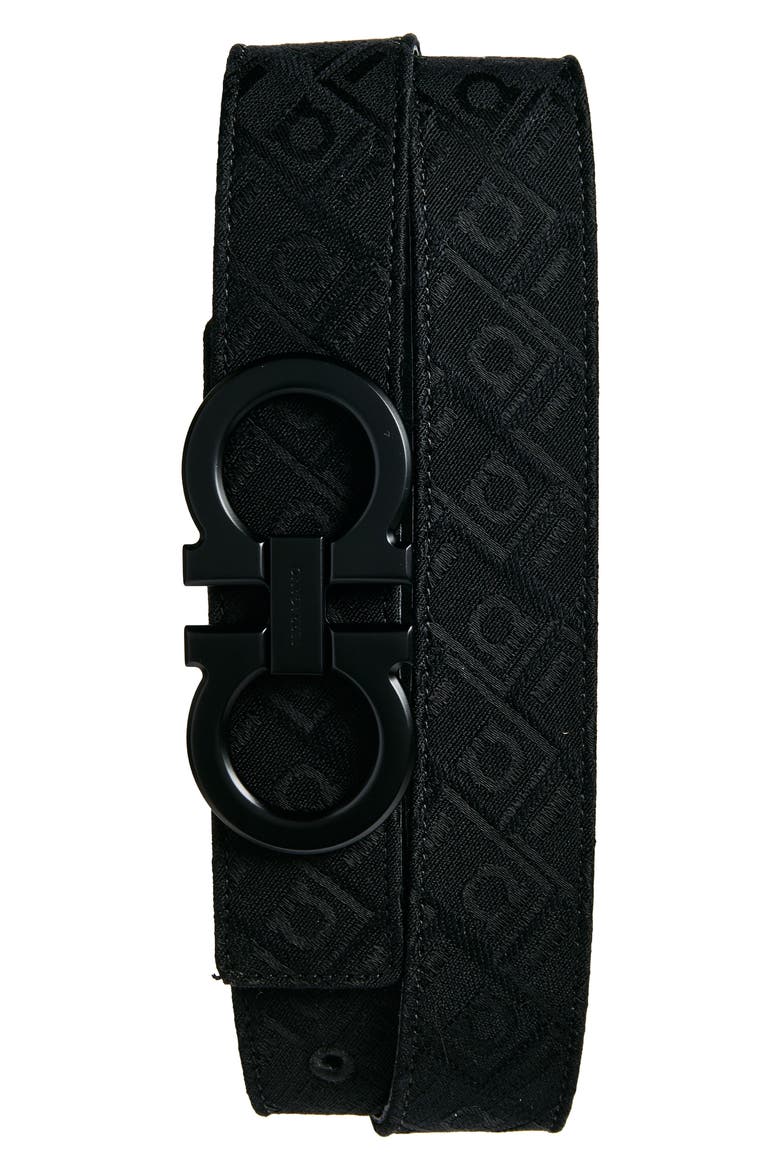 Double Gancio Jacquard Belt, Main, color, NERO/ LOGO