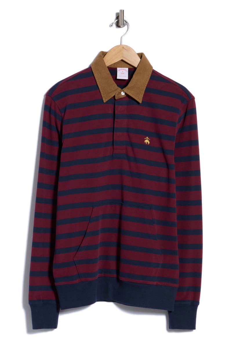 Stripe Cotton Rugby Polo, Main, color, BURGUNDY/ NAVY