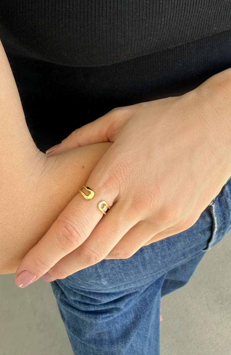 Adornia 14K Gold Plated Safety Pin Open Band Ring, Alternate, color, Gold