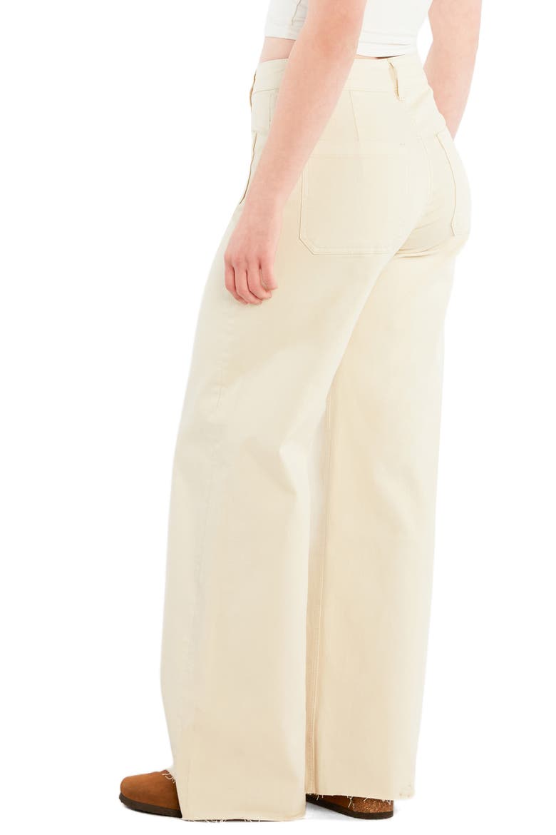 Patch Pocket Raw Hem Wide Leg Jeans, Alternate, color, ALMOND MILK