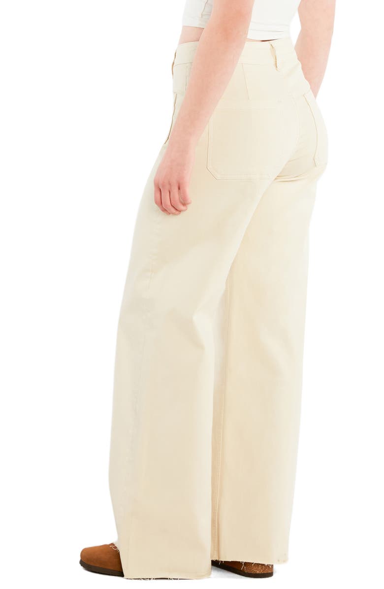 HINT OF BLU Patch Pocket Raw Hem Wide Leg Jeans, Alternate, color, Almond Milk