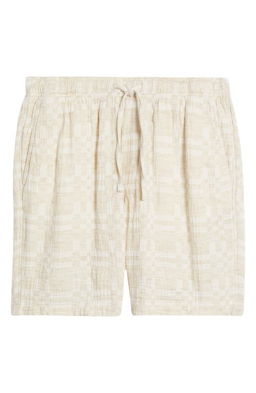 Treasure & Bond Jacquard Check Cotton & Linen Blend Drawstring Shorts