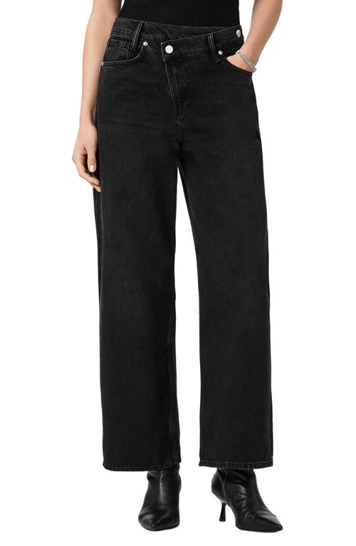 Allsaints Aki Crossover Wide Leg Jeans In Black