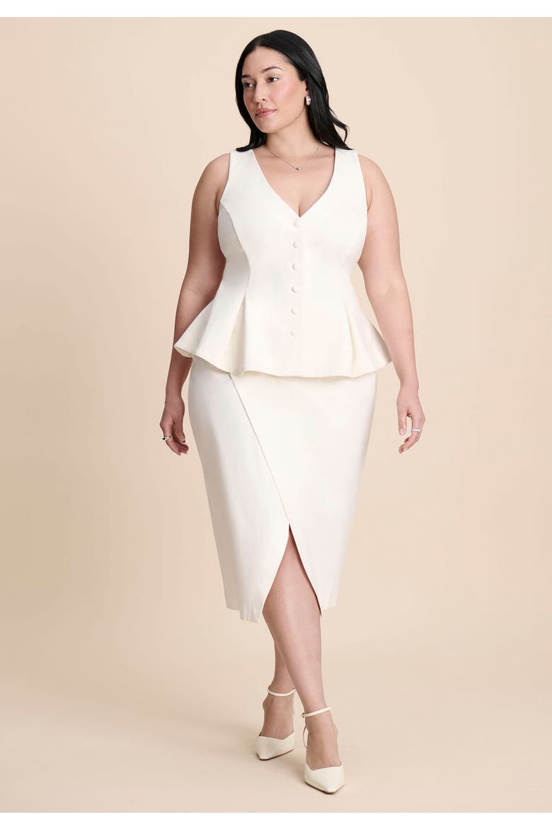 Button Up Peplum Vest, Alternate, color, JET STREAM