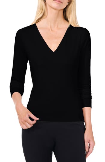 Halogen ® Compression V-neck Top In Black