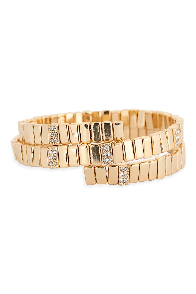 Pavé Crystal Wrap Bracelet, Main, color, CLEAR- GOLD