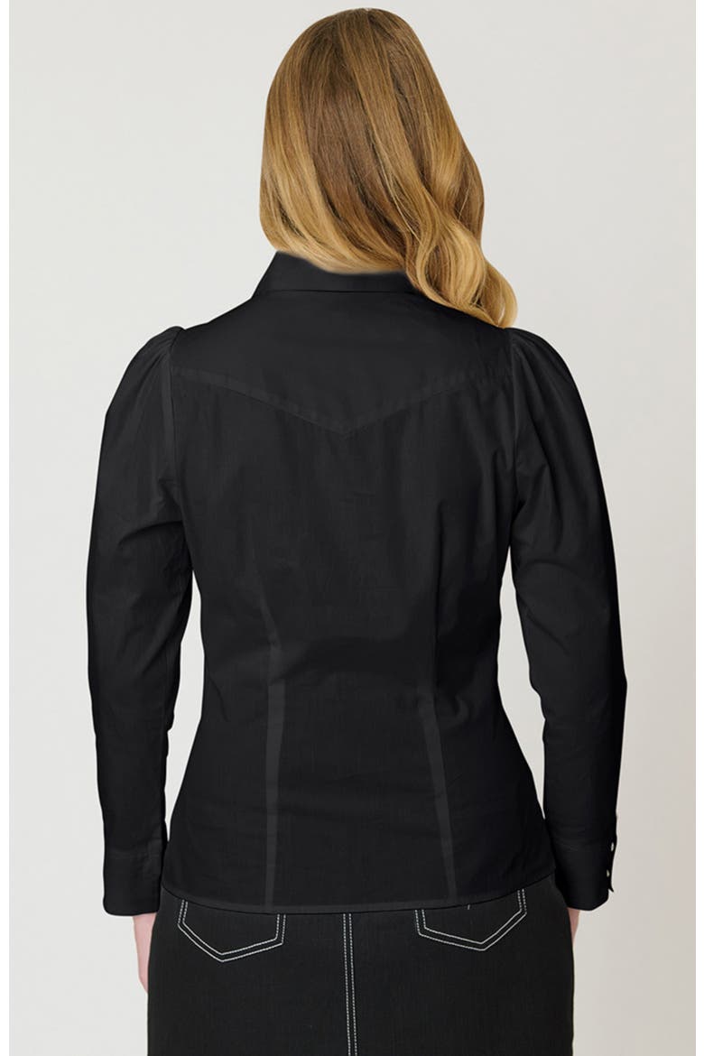 1940s Collar Tipped Blouse, Alternate, color, Black w/ Skull Embroidered