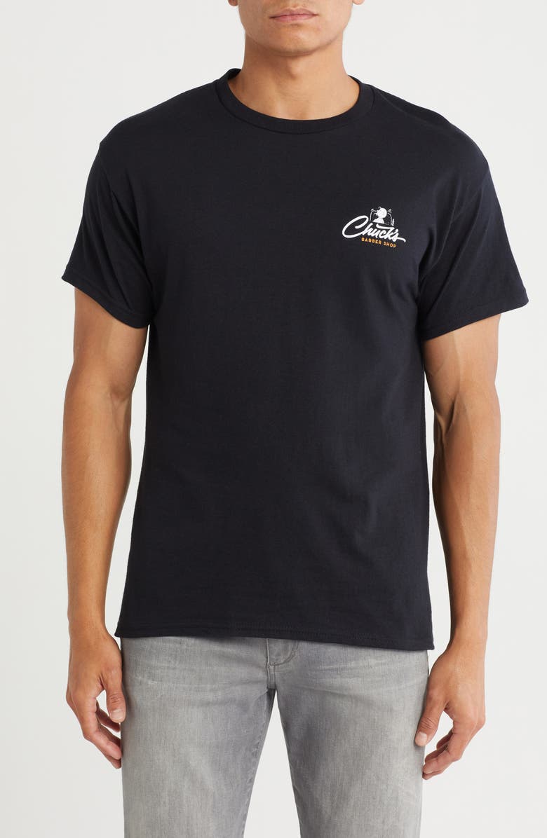 The Forecast Agency Peanuts<sup>®</sup> Barbour Shop Cotton Graphic T-Shirt, Main, color, 