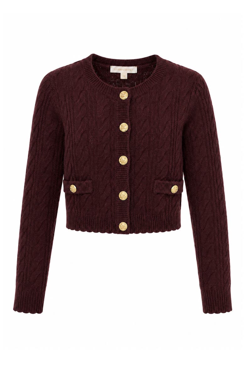 Kids' Kenderson Cable Knit Cardigan, Main, color, CINNABAR