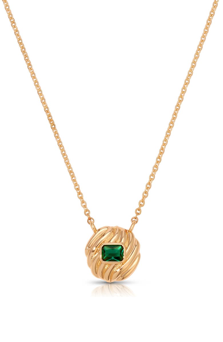 Ettika Crystal Shell Pendant Necklace, Alternate, color, Green