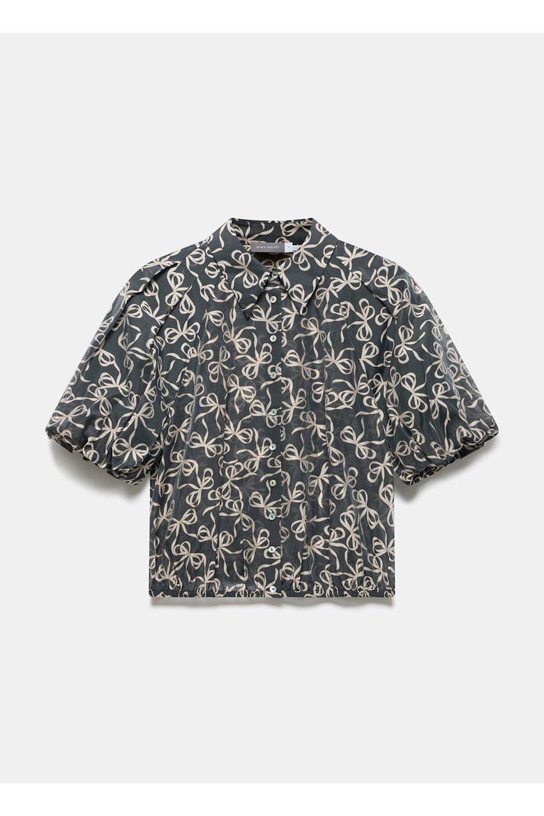 Bow Print Cropped Shirt, Alternate, color, Black