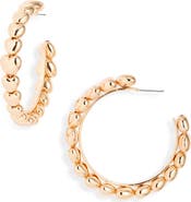 Open Edit Puffy Heart Hoop Earrings