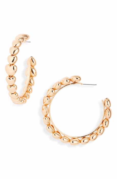 Open Edit Puffy Heart Hoop Earrings