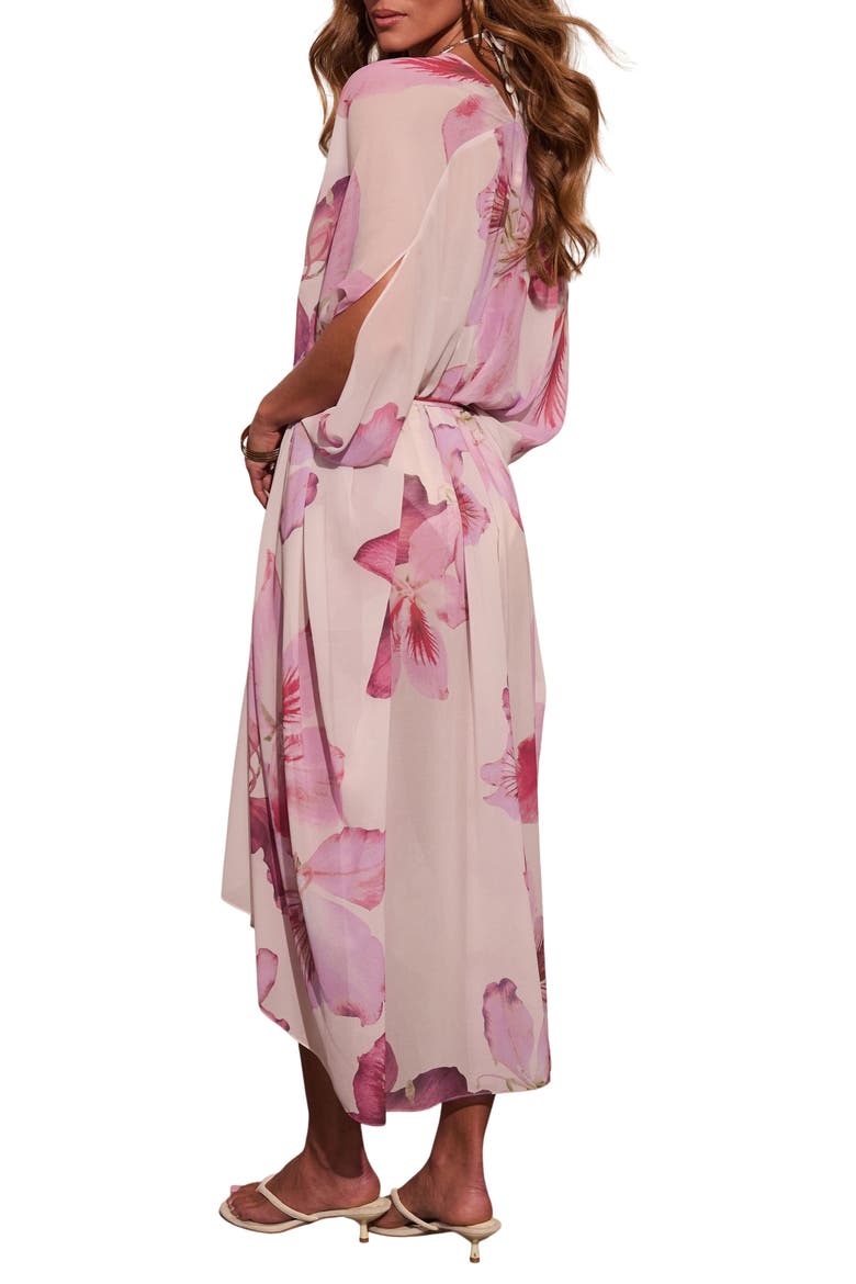 Paradise Blossom Floral Print High/Low Maxi Dress, Alternate, color, CREAM/ PINK