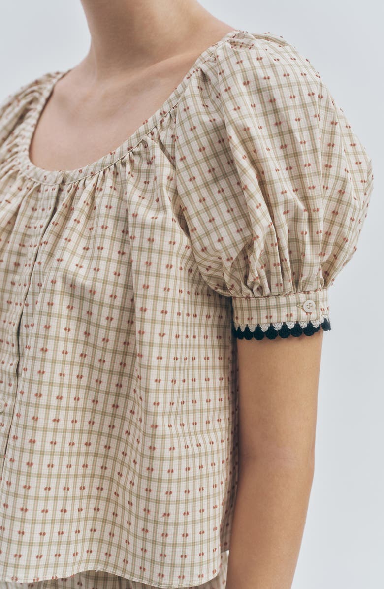 MAUDE CLUB Sue Plaid Woven Shirt, Alternate, color, Beige Plaid