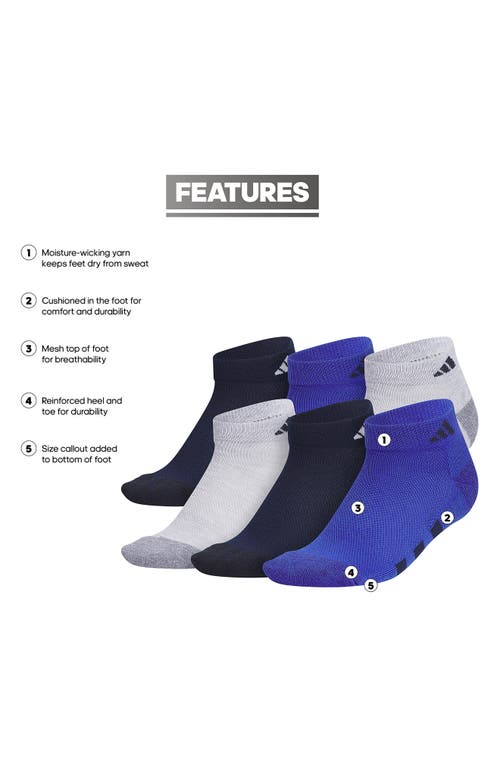 Adidas Originals Adidas Kids' 6-pack Aeroready Athletic Cushioned Low Cut Socks In Light Heather/navy/blue