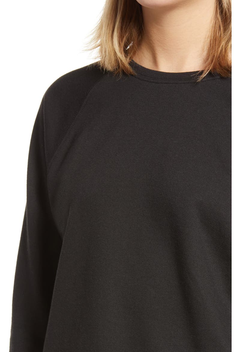 Cozy Raglan Sleeve Sweatshirt, Alternate, color, BLACK