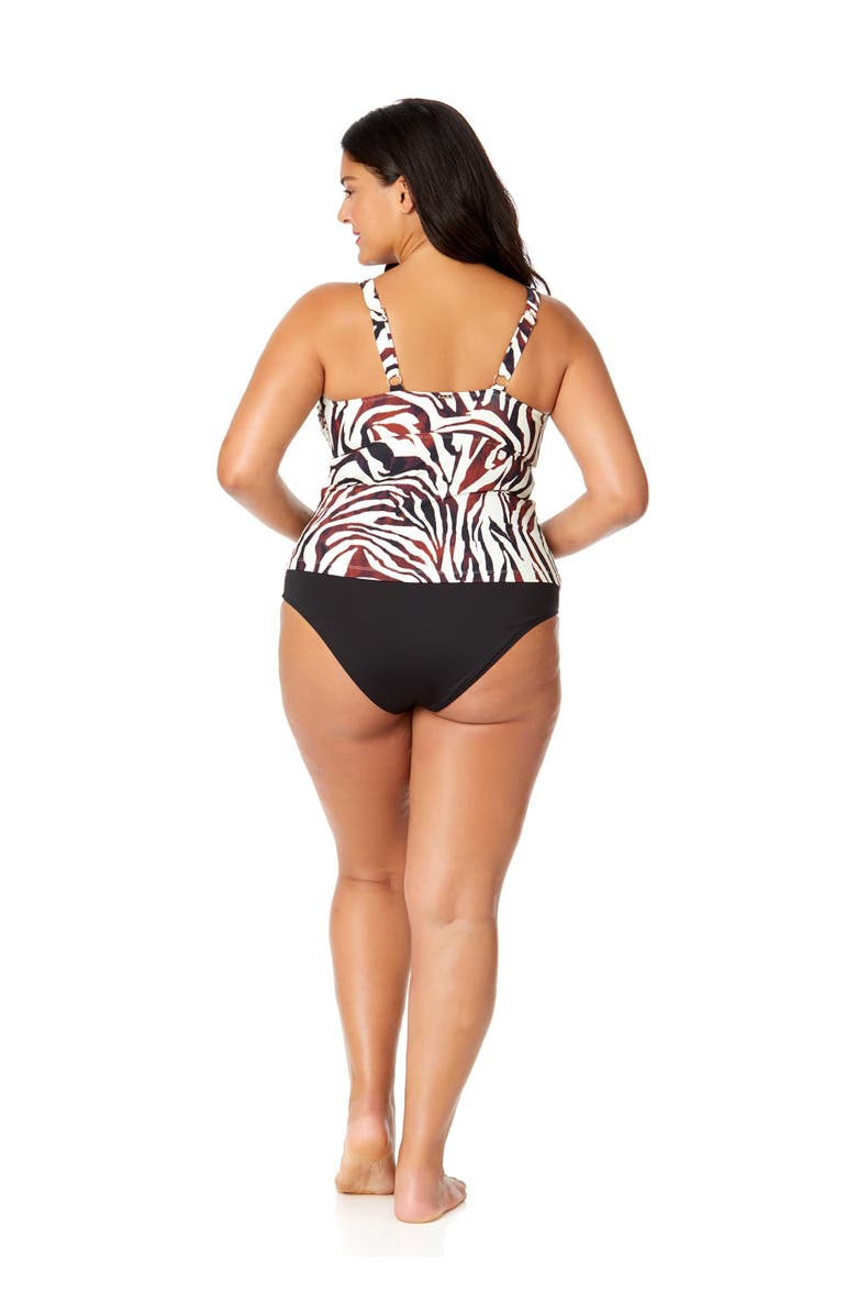Anne Cole Plus Women's Plus Tiger Dance Ring Front Tankini Swim Top, Alternate, color, Tiger Dance