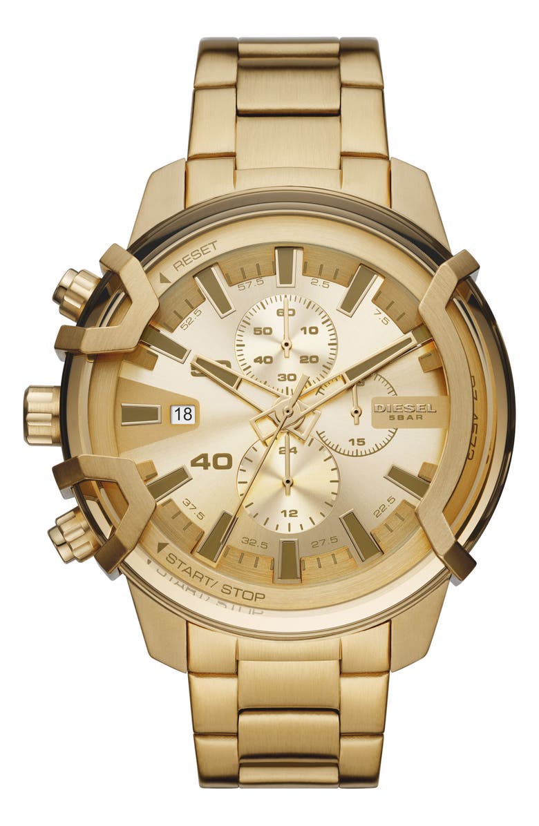 DIESEL<sup>®</sup> Griffed Chronograph Bracelet Watch, 48mm, Main, color, Gold