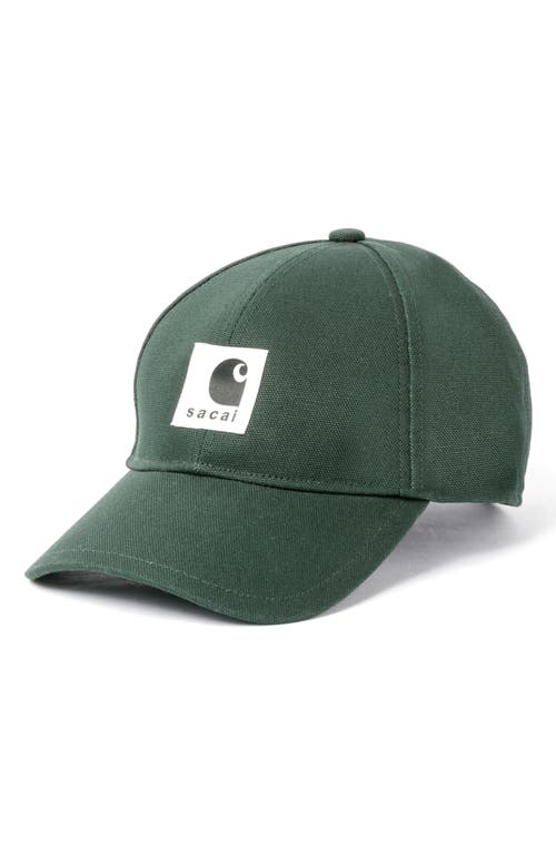Sacai Carhartt Wip Duck Canvas Baseball Cap In Green