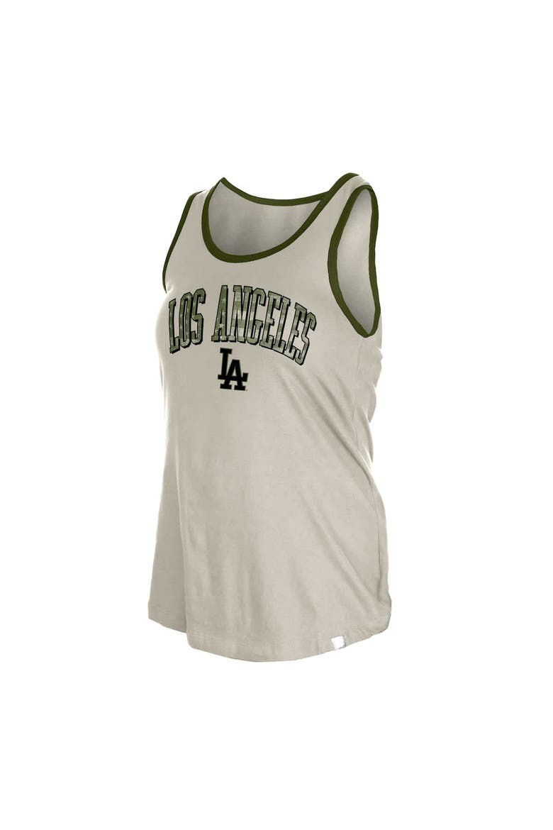Women's New Era  Cream Los Angeles Dodgers Armed Forces Tank Top, Alternate, color, Khaki