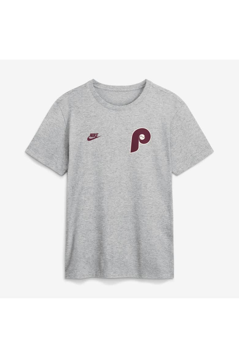 Men's Nike Heather Gray Philadelphia Phillies Cooperstown 2-Hit T-Shirt, Alternate, color, Heather Gray