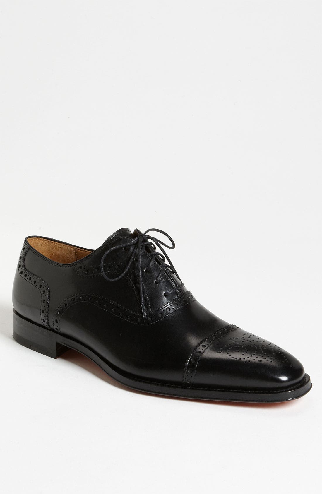 'Santiago' Cap Toe Oxford, Main, color, BLACK