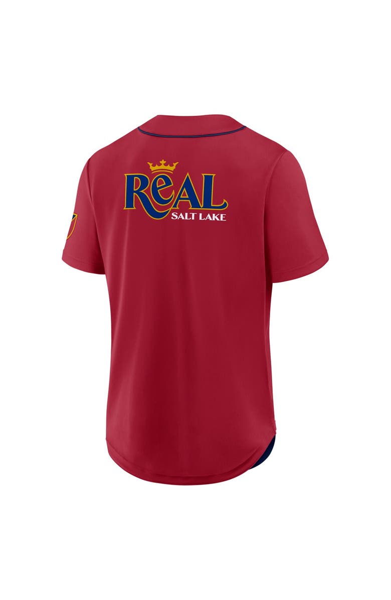 FANATICS Men's Fanatics Red Real Salt Lake Injury Time Baseball Jersey, Alternate, color, 