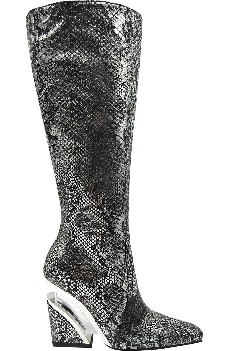 NINETY UNION Viva Snake-Embossed Knee High Boot, Alternate, color, Black Snake