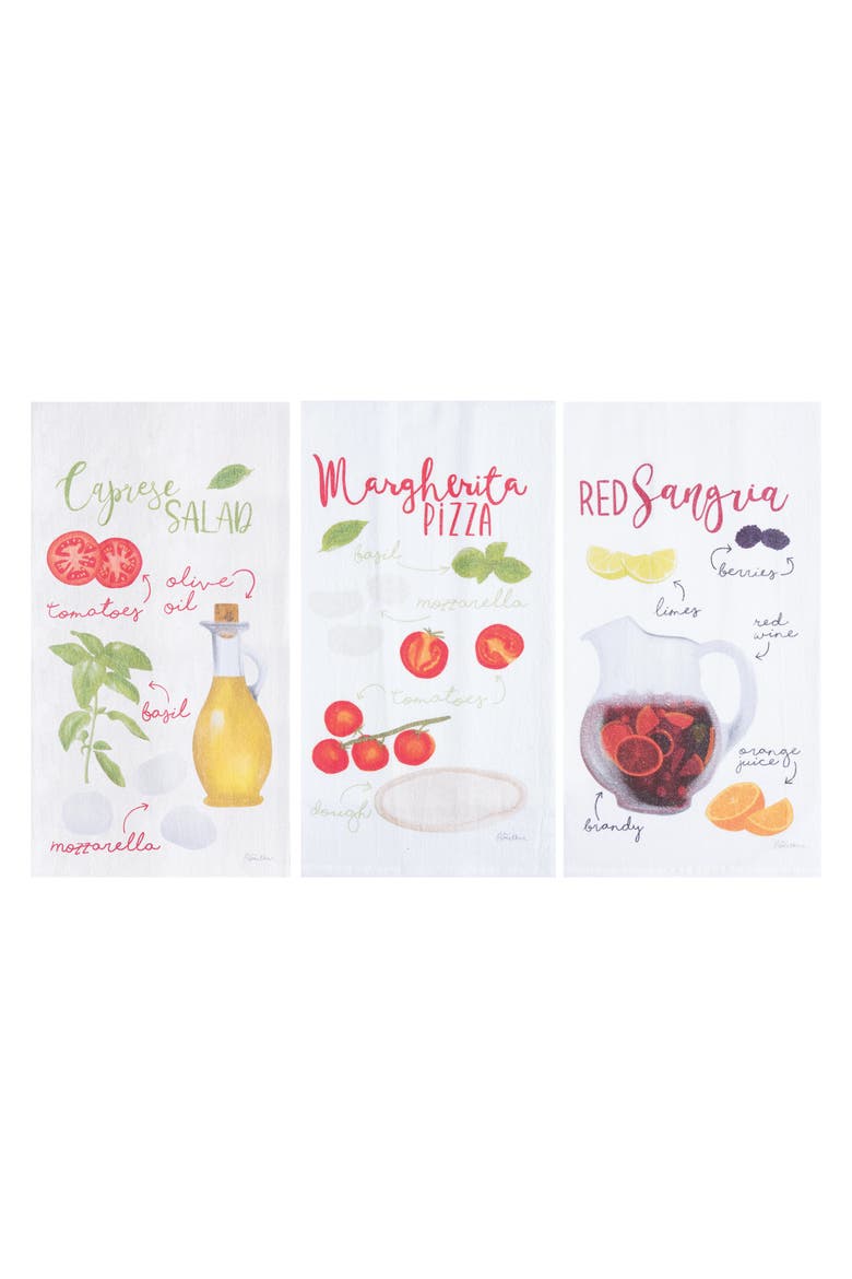 Pizza Caprese & Sangria Towel Set of 3, Main, color, red