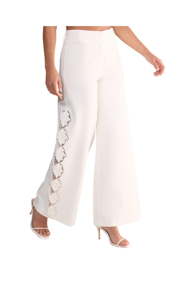 NASTY GAL Cutwork Side Tailored Wide Leg Pants, Alternate, color, White
